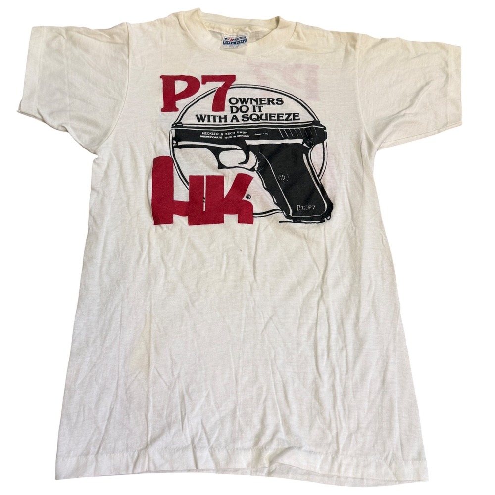 Vintage Heckler Koch T-Shirt P7 Owners Do It With A Squeeze Men's XS